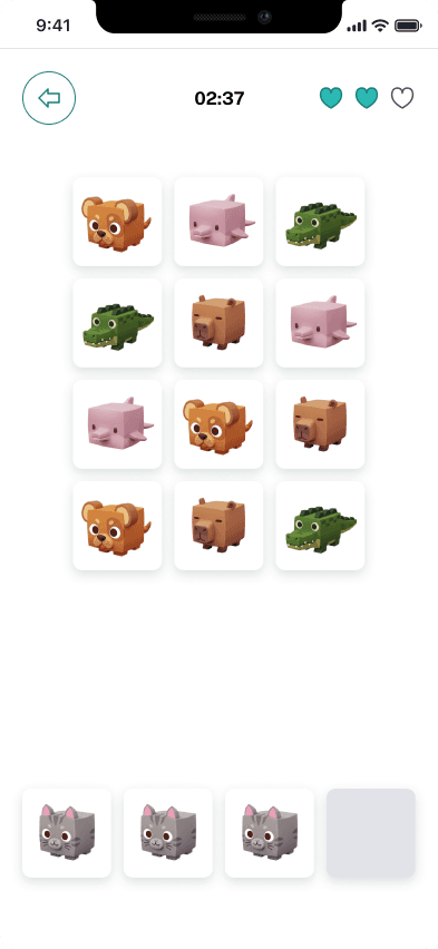 Tela de minigame no app