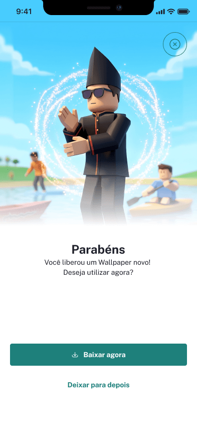 Tela de resgate de recompensa no app